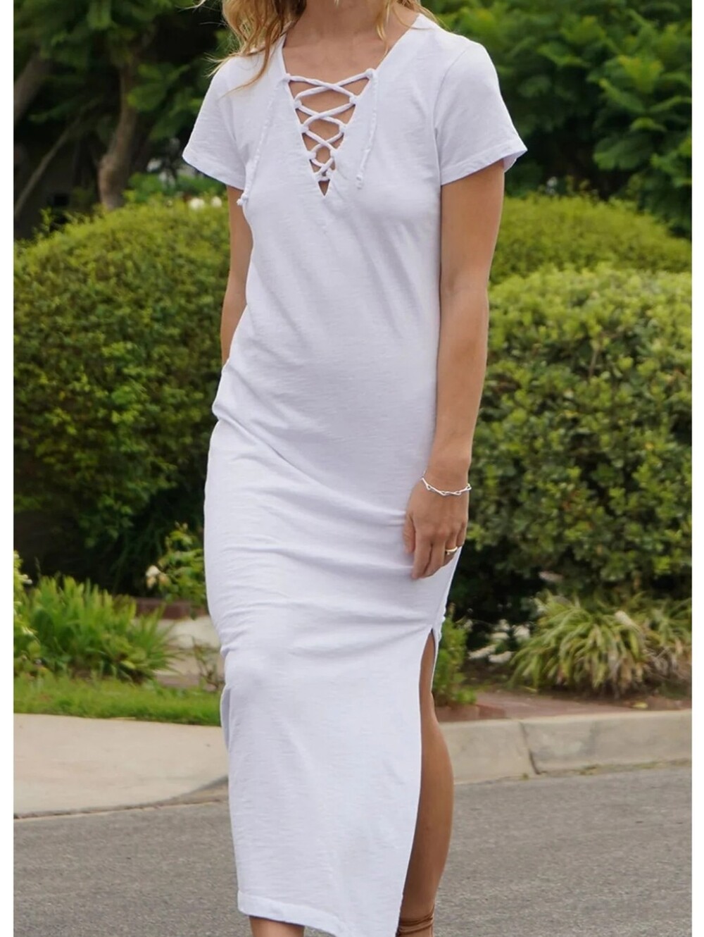 NWT! LNA Bel Air Lace Up Maxi Tee Dress